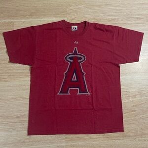 Majestic Red Los Angeles Angels Logo Tee